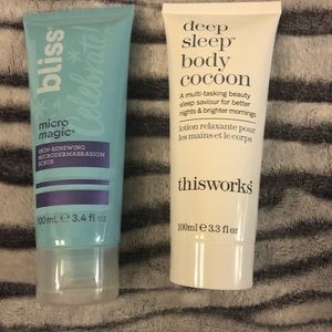 Bliss Micro Magic scrub and Thisworks Deep Sleep lotion